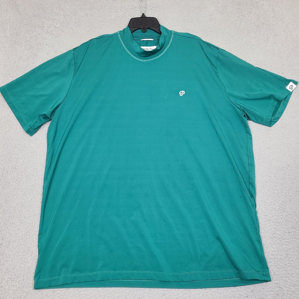 Public Drip Performance Shirt Mens XXL Green Mock Neck Short Sleeve Golf